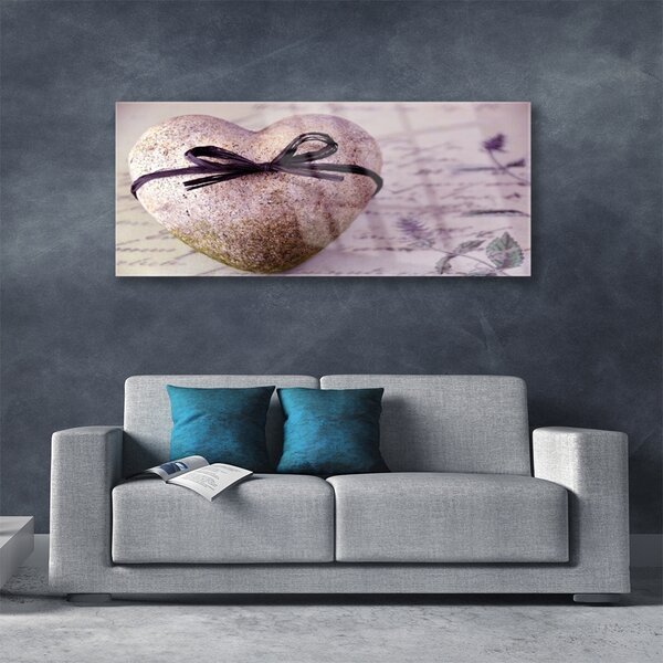 Quadro su vetro Arte della pietra del cuore 100x50 cm 2 appendini