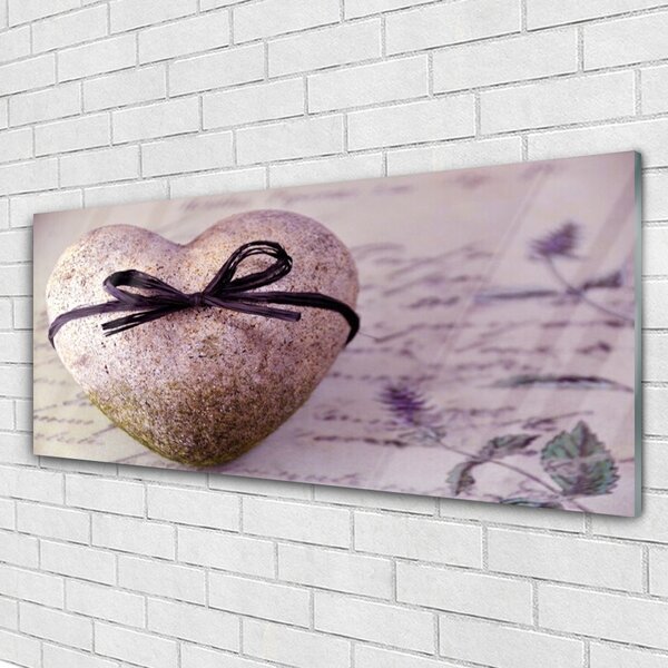 Quadro su vetro Arte della pietra del cuore 100x50 cm 2 appendini