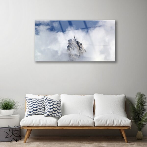 Quadro su vetro Paesaggio della montagna di nuvole 100x50 cm 2 appendini