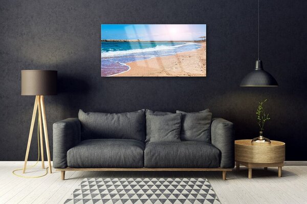 Quadro di vetro Paesaggio di Ocean Beach 100x50 cm 2 appendini