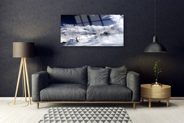 Quadro in vetro Paesaggio della montagna di nuvole 100x50 cm 2 appendini