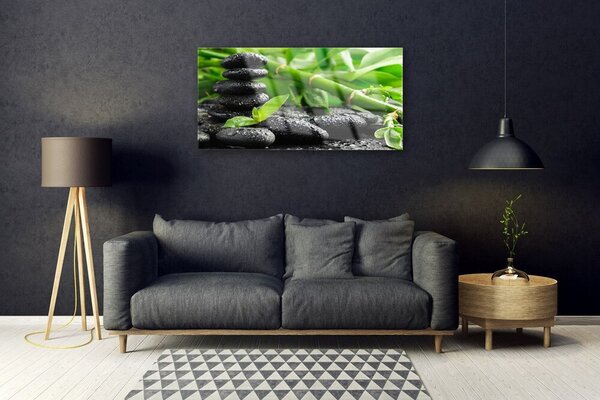 Quadro in vetro Pianta di germogli di bambù 100x50 cm 2 appendini