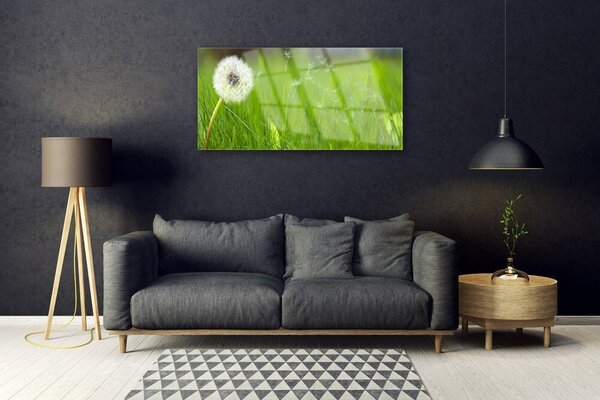 Quadro vetro Pianta di erba soffiata 100x50 cm 2 appendini