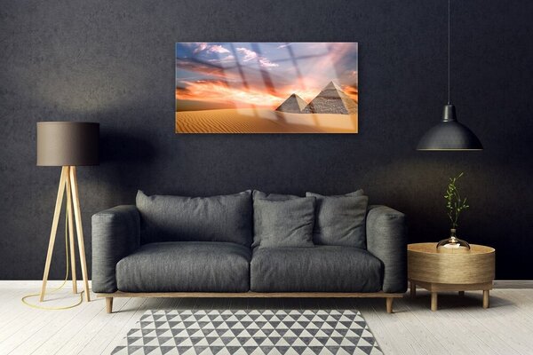 Quadro in vetro Piramidi del deserto 100x50 cm 2 appendini
