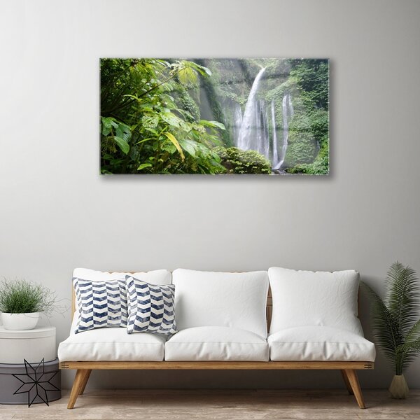 Quadro in vetro Cascata Natura 100x50 cm 2 appendini