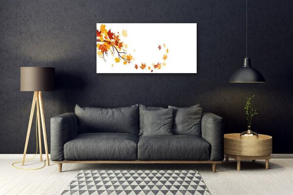 Quadro vetro Foglie Pianta d'arte 100x50 cm 2 appendini