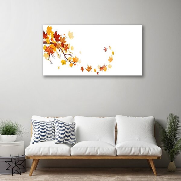 Quadro vetro Foglie Pianta d'arte 100x50 cm 2 appendini