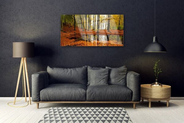 Quadro su vetro Foresta Natura Alberi 100x50 cm 2 appendini