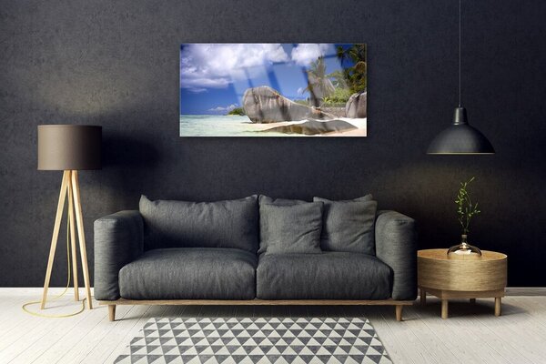 Quadro di vetro Rocks Beach Landscape 100x50 cm 2 appendini