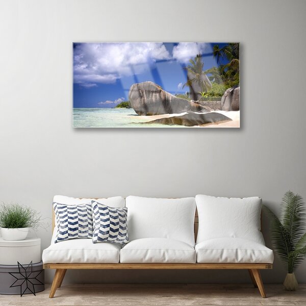 Quadro di vetro Rocks Beach Landscape 100x50 cm 2 appendini