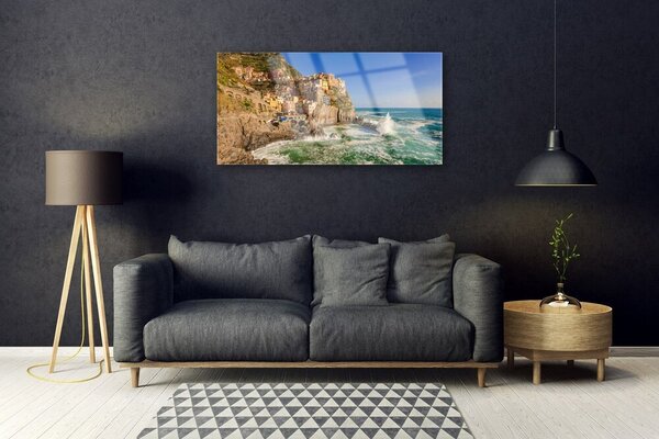 Quadro in vetro Mare Montagne Paesaggio 100x50 cm 2 appendini