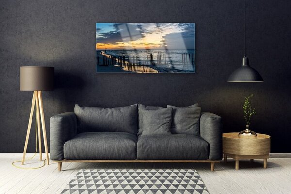 Quadro vetro Paesaggio spiaggia mare 100x50 cm 2 appendini