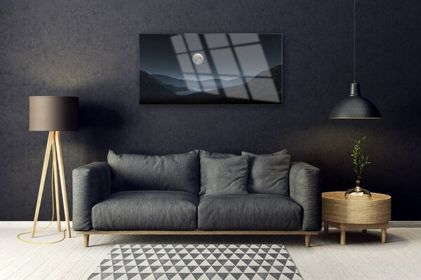 Quadro su vetro Paesaggio notturno della luna 100x50 cm 2 appendini