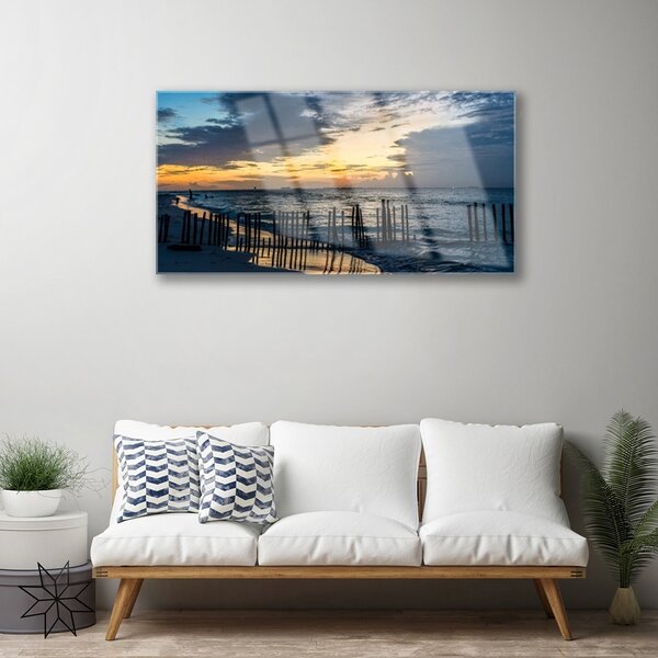 Quadro vetro Paesaggio spiaggia mare 100x50 cm 2 appendini