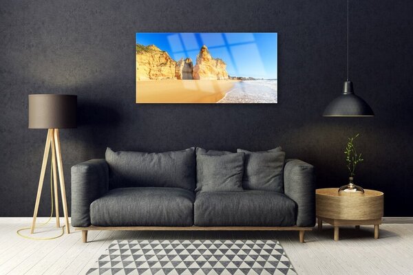 Quadro in vetro Paesaggio di Ocean Beach 100x50 cm 2 appendini