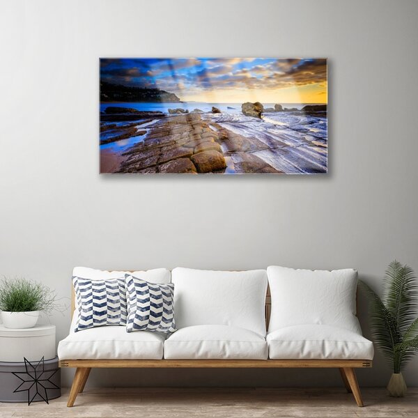Quadro in vetro Paesaggio della spiaggia 100x50 cm 2 appendini
