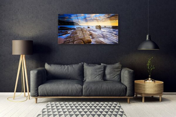 Quadro in vetro Paesaggio della spiaggia 100x50 cm 2 appendini