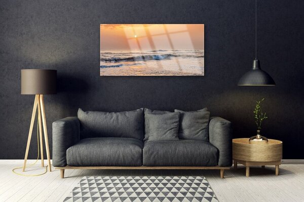 Quadro di vetro Paesaggio marino 100x50 cm 2 appendini