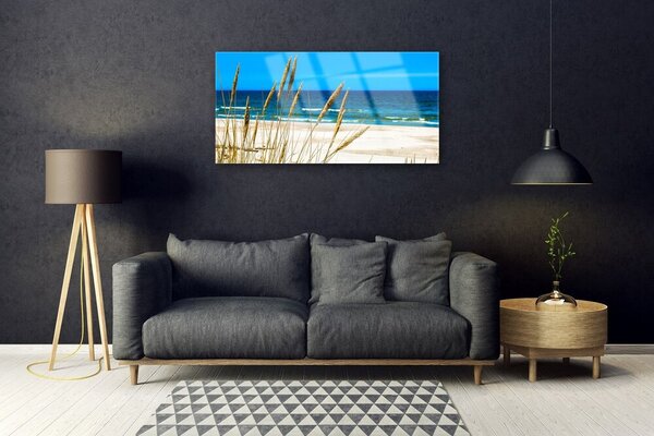 Quadro di vetro Paesaggio di Ocean Beach 100x50 cm 2 appendini