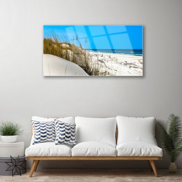 Quadro in vetro Paesaggio della spiaggia 100x50 cm 2 appendini