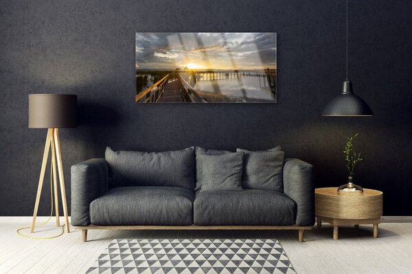 Quadro vetro Architettura del mare a ponte 100x50 cm 2 appendini