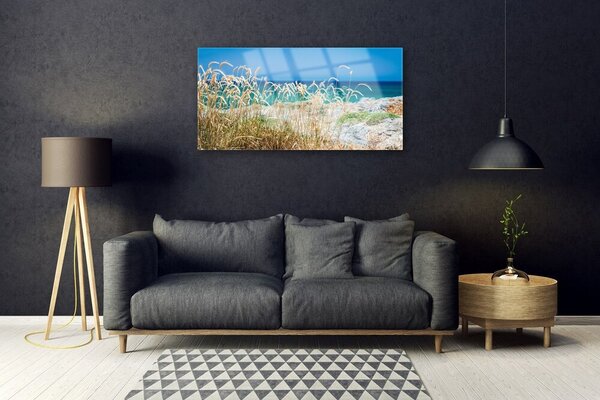 Quadro su vetro Paesaggio della spiaggia 100x50 cm 2 appendini