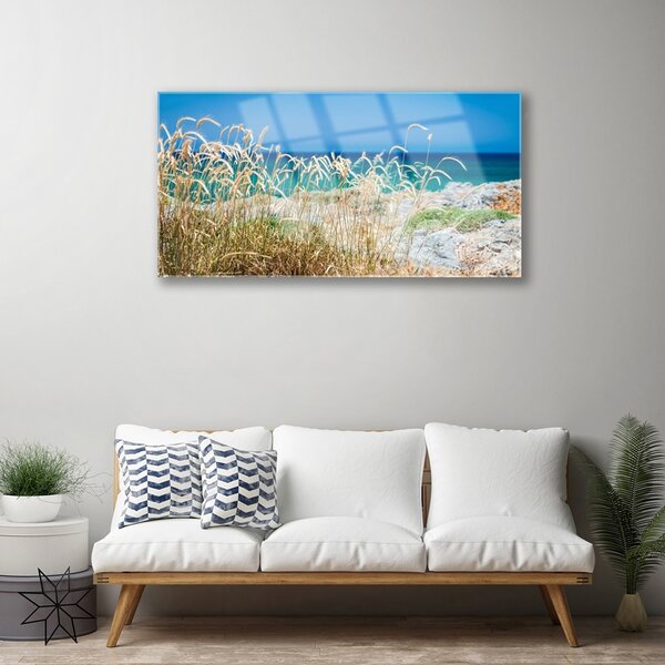 Quadro su vetro Paesaggio della spiaggia 100x50 cm 2 appendini
