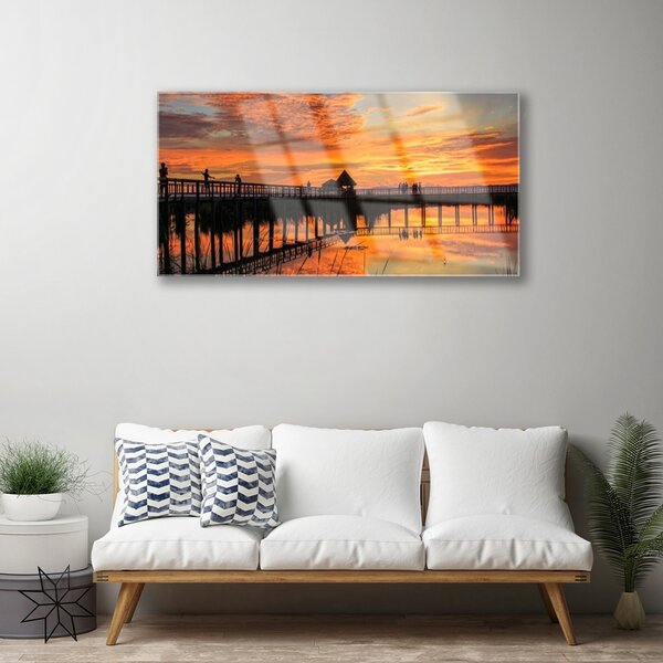 Quadro vetro Architettura del mare a ponte 100x50 cm 2 appendini