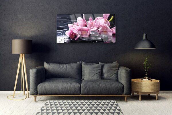 Quadro di vetro Pianta di orchidea da fiore 100x50 cm 2 appendini
