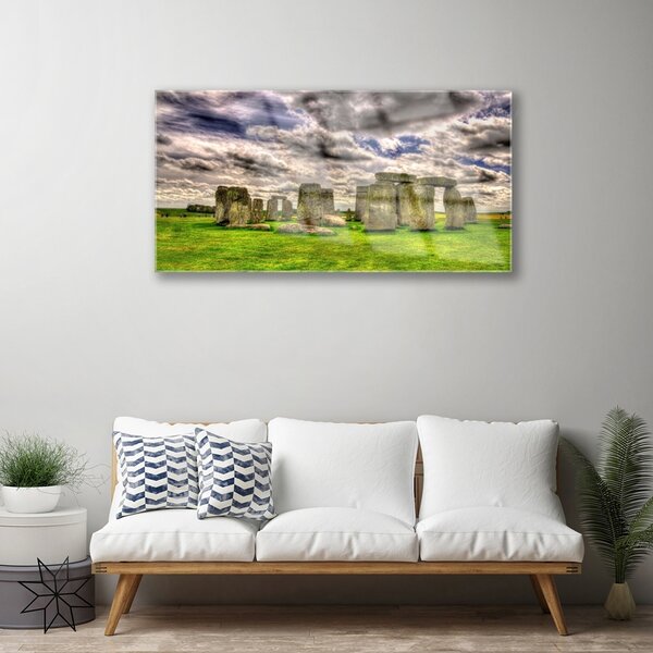 Quadro su vetro Paesaggio di Stonehenge 100x50 cm 2 appendini