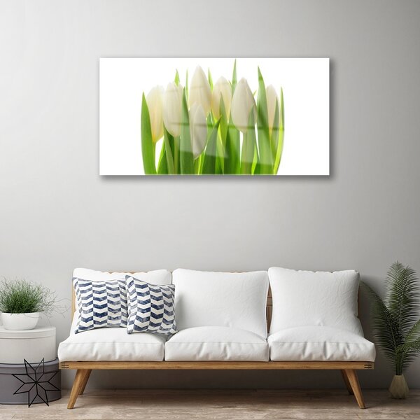 Quadro su vetro Tulipani Pianta Naturale 100x50 cm 2 appendini