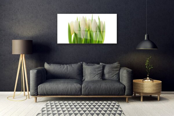 Quadro su vetro Tulipani Pianta Naturale 100x50 cm 2 appendini