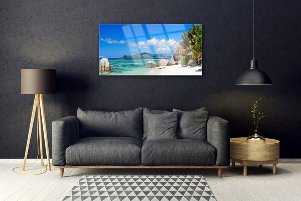 Quadro su vetro Paesaggio di Ocean Beach 100x50 cm 2 appendini