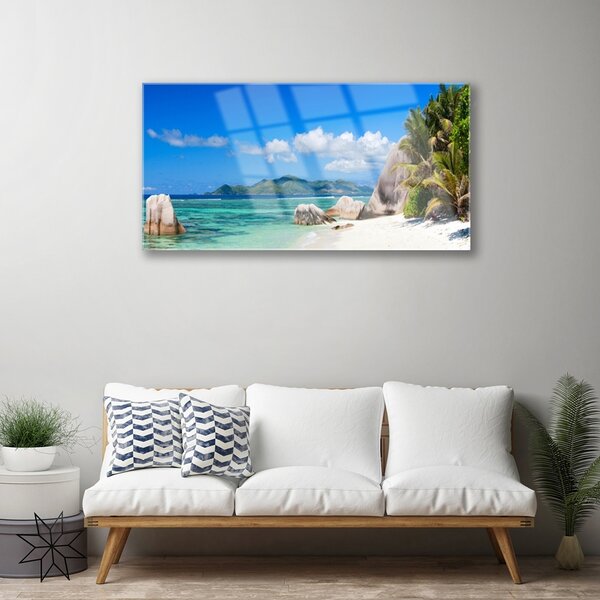 Quadro su vetro Paesaggio di Ocean Beach 100x50 cm 2 appendini