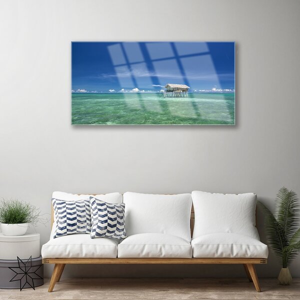 Quadro in vetro Paesaggio marino 100x50 cm 2 appendini