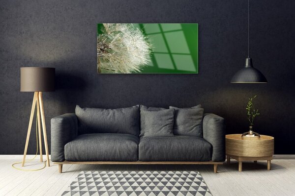 Quadro su vetro Pianta di dente di leone 100x50 cm 2 appendini