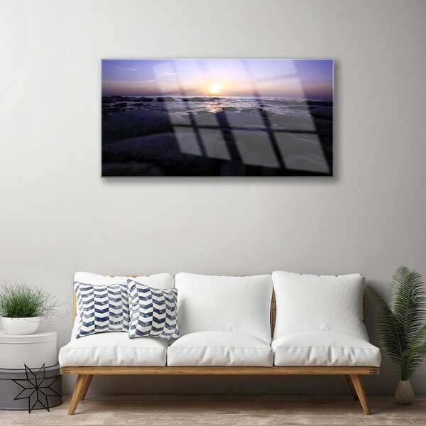 Quadro vetro Pietre Paesaggio marino 100x50 cm 2 appendini