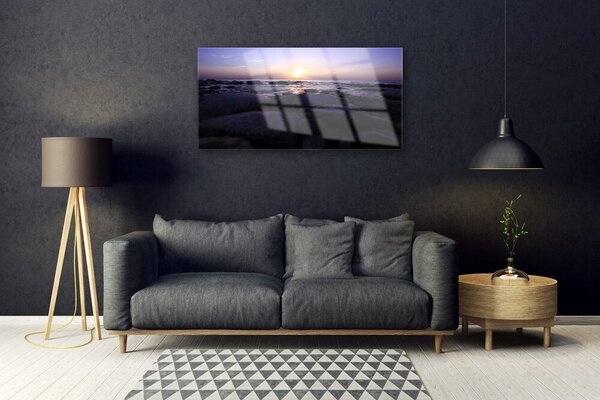 Quadro vetro Pietre Paesaggio marino 100x50 cm 2 appendini