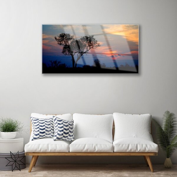 Quadro in vetro Albero della natura 100x50 cm 2 appendini