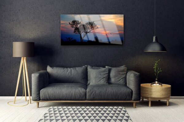 Quadro in vetro Albero della natura 100x50 cm 2 appendini