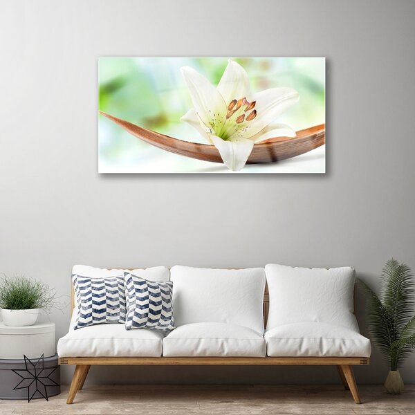 Quadro vetro Fiore Pianta naturale 100x50 cm 2 appendini