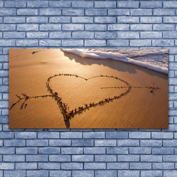 Quadro su tela Spiaggia. Cuore. Mare. Arte 100x50 cm