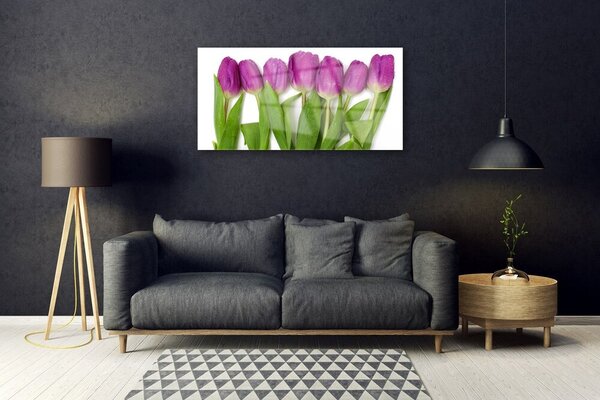 Quadro su vetro Tulipani Fiori Pianta 100x50 cm 2 appendini