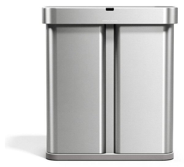 Cestino per la spazzatura argentato in acciaio per raccolta differenziata/con sensori contactless 34+24 l Dual Sensor – simplehuman