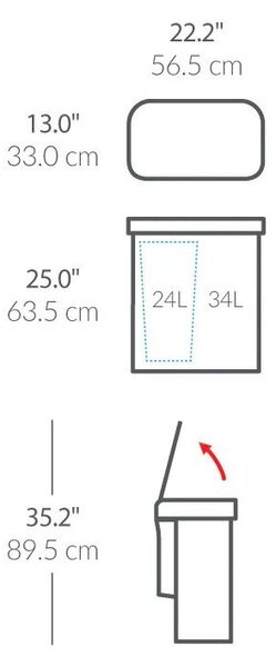 Cestino per la spazzatura argentato in acciaio per raccolta differenziata/con sensori contactless 34+24 l Dual Sensor – simplehuman
