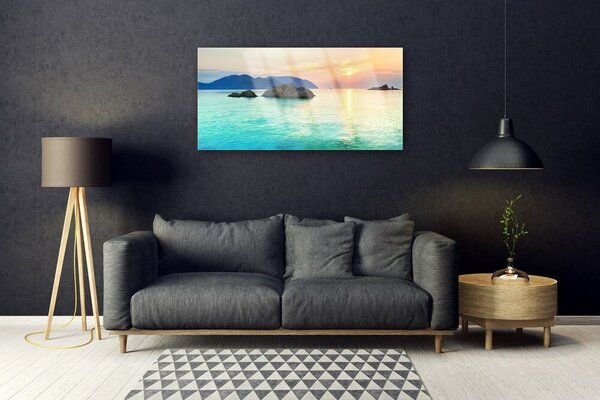 Quadro di vetro Paesaggio marino 100x50 cm 2 appendini