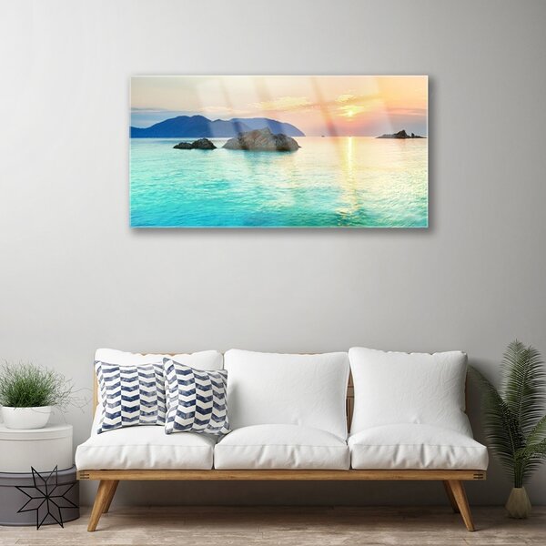 Quadro di vetro Paesaggio marino 100x50 cm 2 appendini