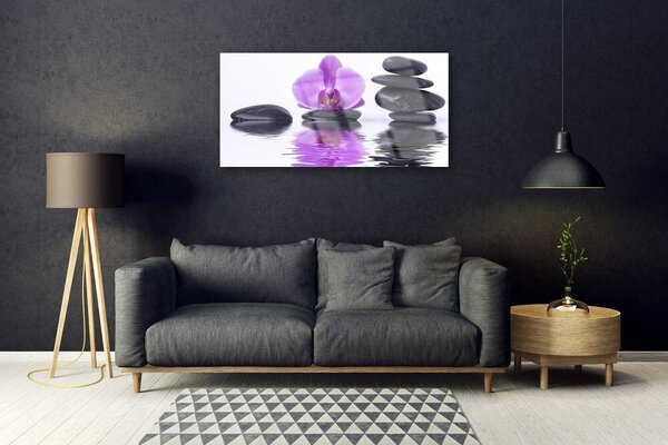 Quadro di vetro Fiore Acqua Specchio Riflesso 100x50 cm 2 appendini
