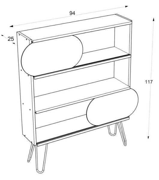 Libreria 3 ripiani Illia noce nero 94x25x117 MT190511