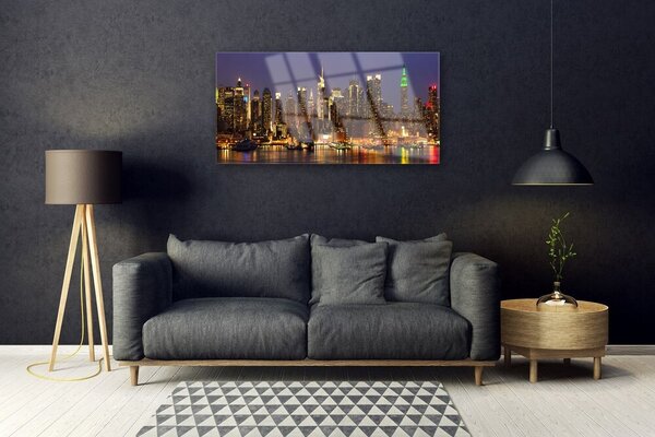 Quadro di vetro Case di città 100x50 cm 2 appendini